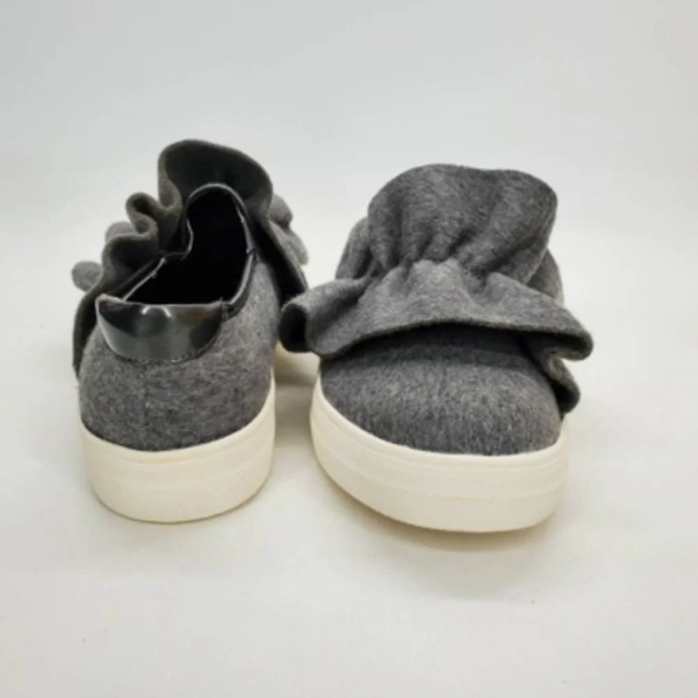 Nina Shoes Womens Ivani Sneakers Gray Heathered Ruffle Low Top Round Toe 6